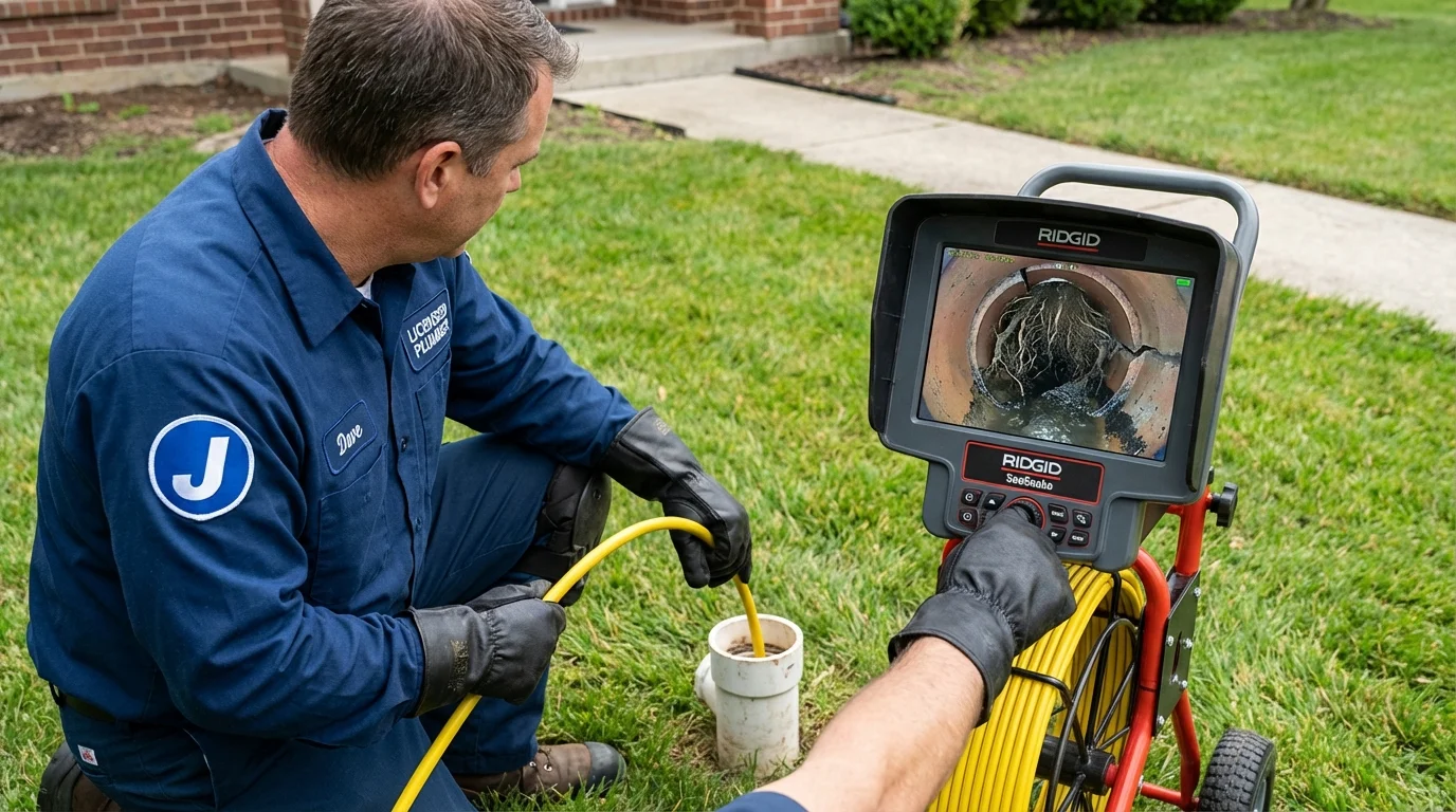 Sewer camera inspection being performed by Johns Plumbing LLC in North Branch