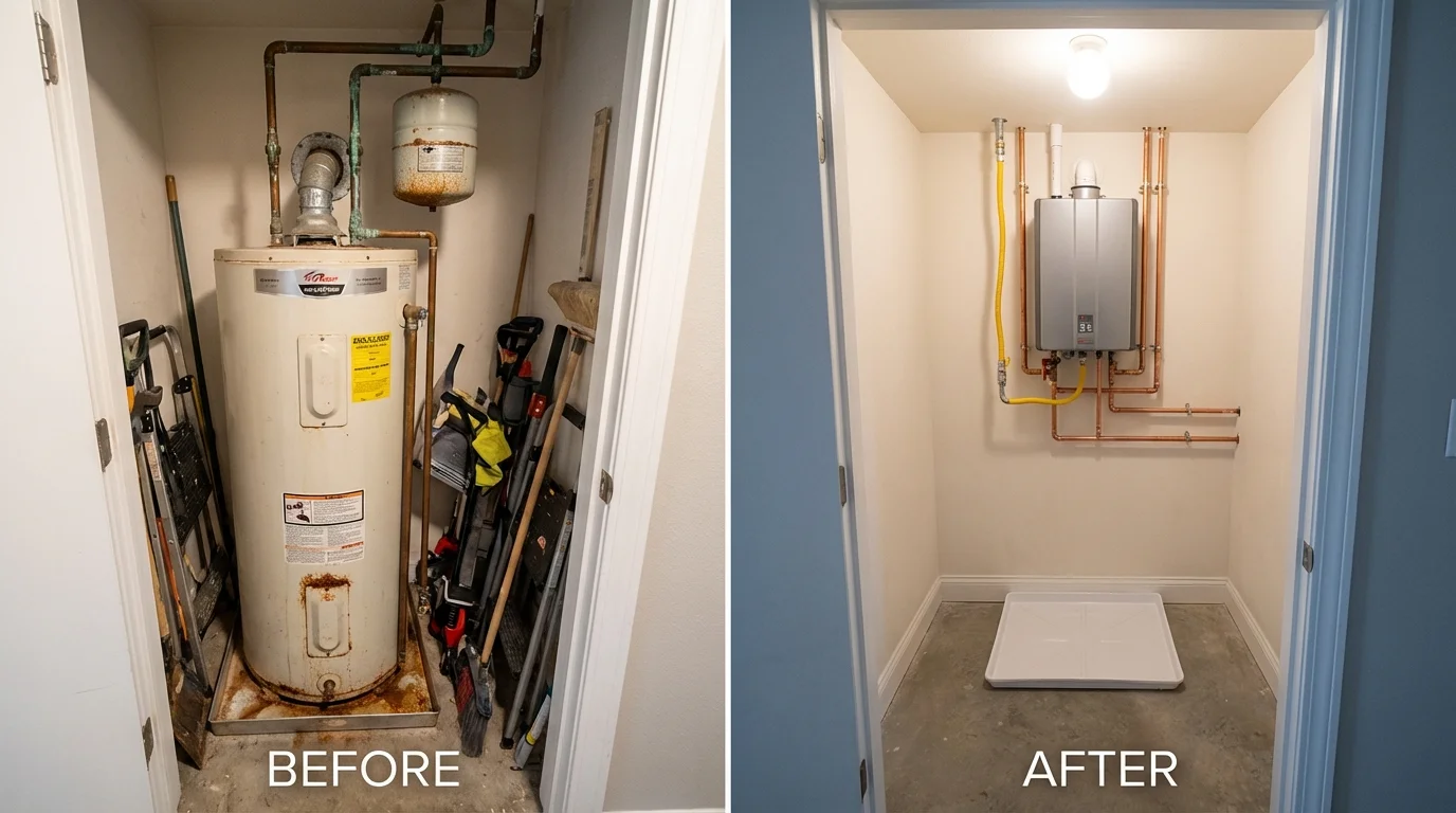 Tank water heater versus wall-mounted tankless unit comparison for North Branch, MI homeowners